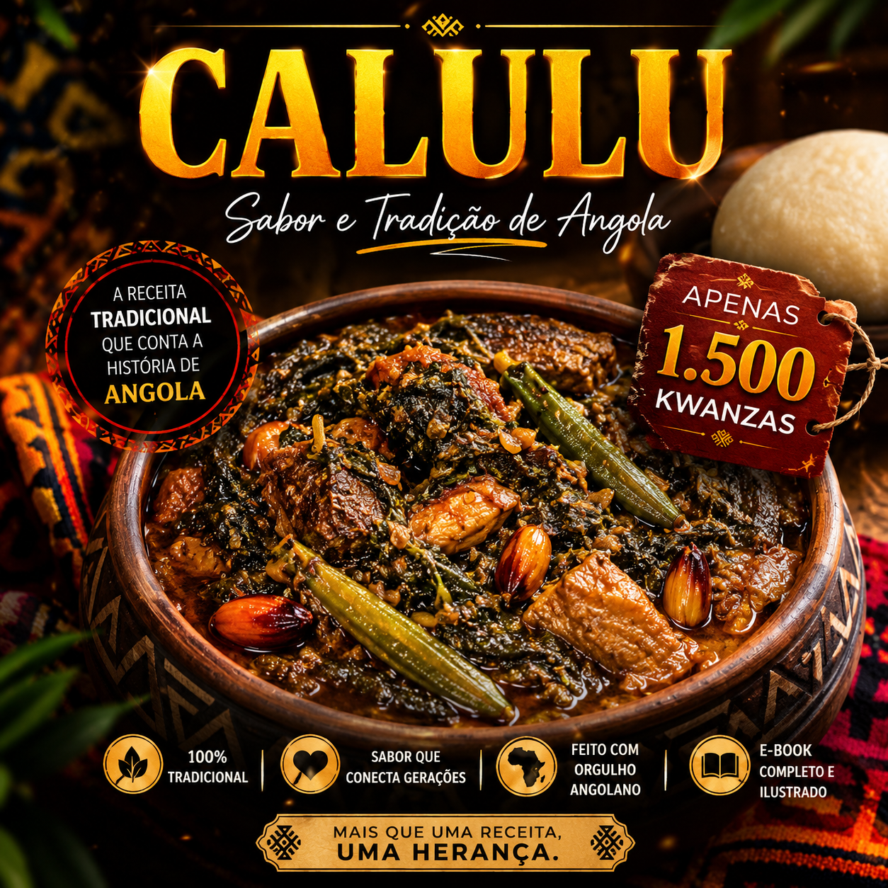 Calulu angolano tradicional servido em panela de barro